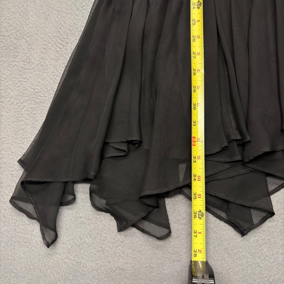 Vintage Y2K Black Floral Lace Asymmetrical Handkerchief Hem Dress Goth Romantic - Picture 10 of 13